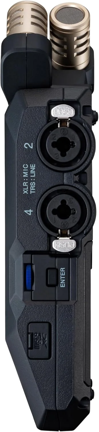 ضبط کننده قابل حمل 6 ترک Zoom H6essential با شناور 32 بیتی، قابلیت دسترسی، میکروفون های استریو، 4 ورودی XLR/TRS، ضبط بر روی کارت SD، رابط صوتی USB، برای نوازندگان، پادکسترها، فیلمسازان