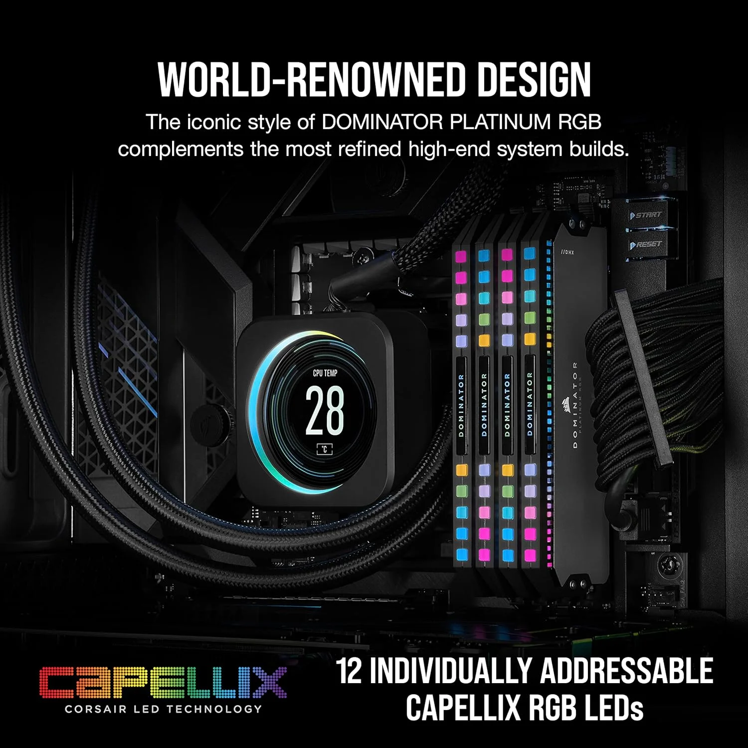 CORSAIR (بازسازی شده) DOMINATOR PLATINUM RGB DDR5 RAM 64GB (2x32GB) 5200MHz CL40 AMD EXPO iCUE حافظه کامپیوتر سازگار - خاکستری (CMT64GX5M2B5200Z40K)