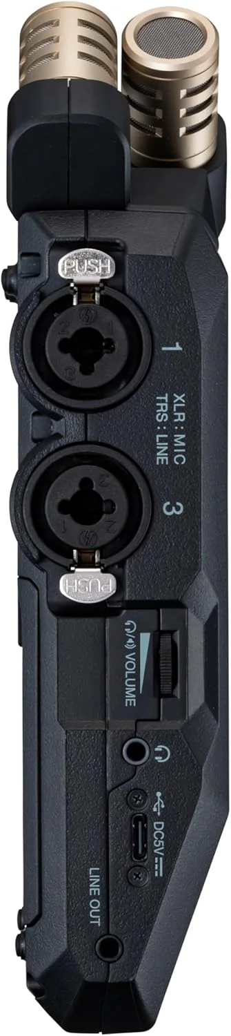 ضبط کننده قابل حمل 6 ترک Zoom H6essential با شناور 32 بیتی، قابلیت دسترسی، میکروفون های استریو، 4 ورودی XLR/TRS، ضبط بر روی کارت SD، رابط صوتی USB، برای نوازندگان، پادکسترها، فیلمسازان