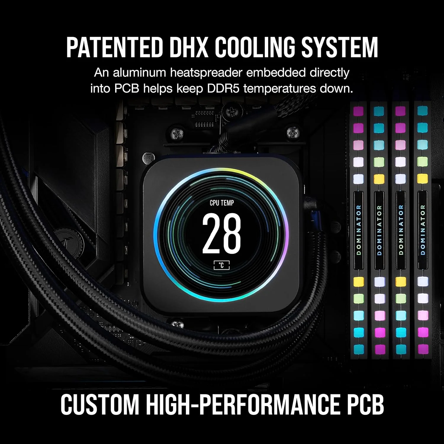 CORSAIR (بازسازی شده) DOMINATOR PLATINUM RGB DDR5 RAM 64GB (2x32GB) 5200MHz CL40 AMD EXPO iCUE حافظه کامپیوتر سازگار - خاکستری (CMT64GX5M2B5200Z40K)