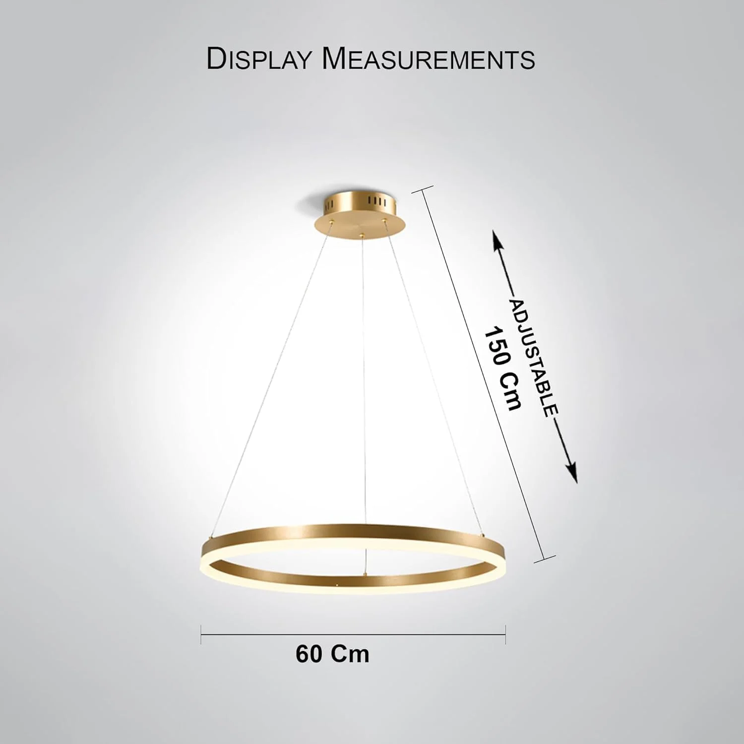 چراغ آویز LED - 60 وات با ریموت کنترل ~6000k سفید، 4500k خنثی، 3000k گرم~ جنس اکریلیک لوستر LED چراغ آویز مناسب اتاق نشیمن، اتاق خواب | لوستر آویز هوشمند دیمر دار (طلایی)