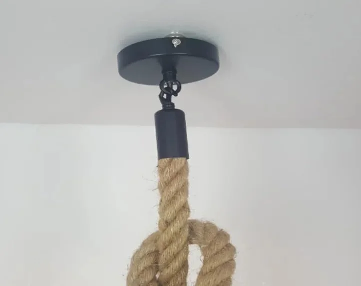 چراغ آویز سبدی کوچک، چراغ های آویز رزینی، چراغ های طنابی کنفی مدرن مشکی برای اتاق نشیمن، چراغ های مطالعه لوستر. چراغ آویز به سبک طناب کنفی، چراغ آویز طناب کنفی، لوستر صنعتی