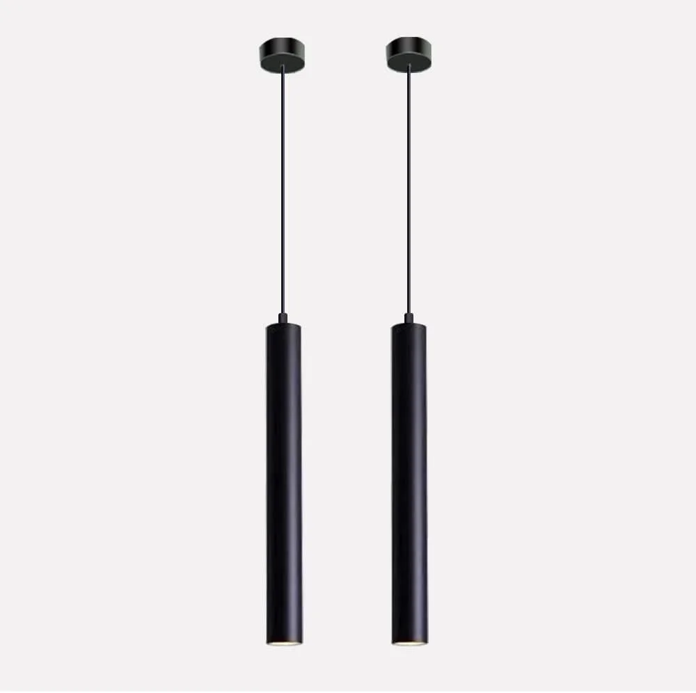 چراغ آویز استوانه ای مدرن LED مدل Vecys، دو عدد، 5 وات، COB، چراغ آویز لوله ای بلند استوانه ای φ4*30.5CM، لوسترهای استوانه ای برای آشپزخانه داخلی، جزیره، اتاق غذاخوری، فروشگاه، پیشخوان بار (مشکی)