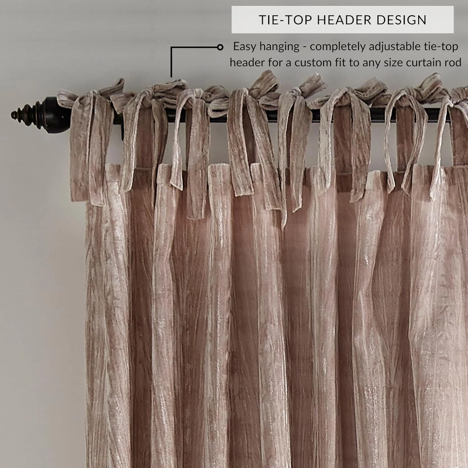 پنل پرده مخملی کراش Korena Tie-Top Elrene Home Fashions، پنل پرده روستیک-شیک برای اتاق نشیمن یا اتاق خواب، 52 اینچ در 95 اینچ، طوسی، 1 عدد پنل پرده مخملی کراش Korena Tie-Top Elrene Home Fashions، پنل پرده روستیک-شیک برای اتاق نشیمن یا اتاق خواب، 52 اینچ در 95 اینچ، طوسی، 1 عدد