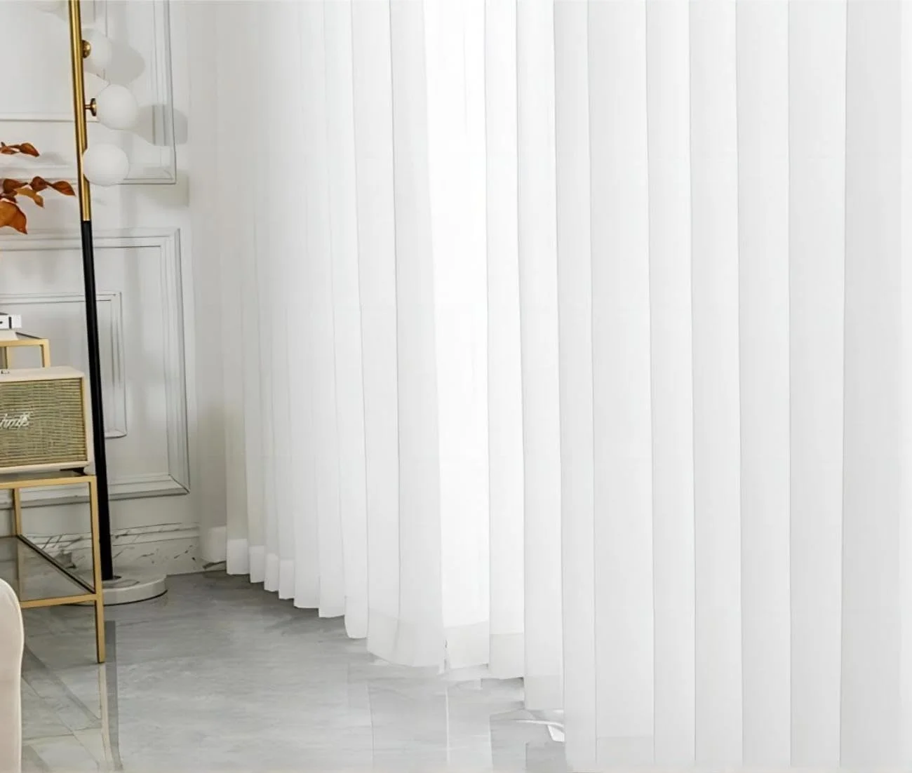 پرده های حریر کیوباید برای اتاق نشیمن، دکوراسیون پنجره 2 تکه (عرض 150 x ارتفاع 270 سانتی متر، دارای قلاب، سفید)