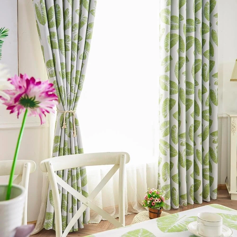 پرده پنجره ای مسدود کننده نور Nellnissa طرح برگ موز، ابعاد 1 در 2.5 متر (سبز)