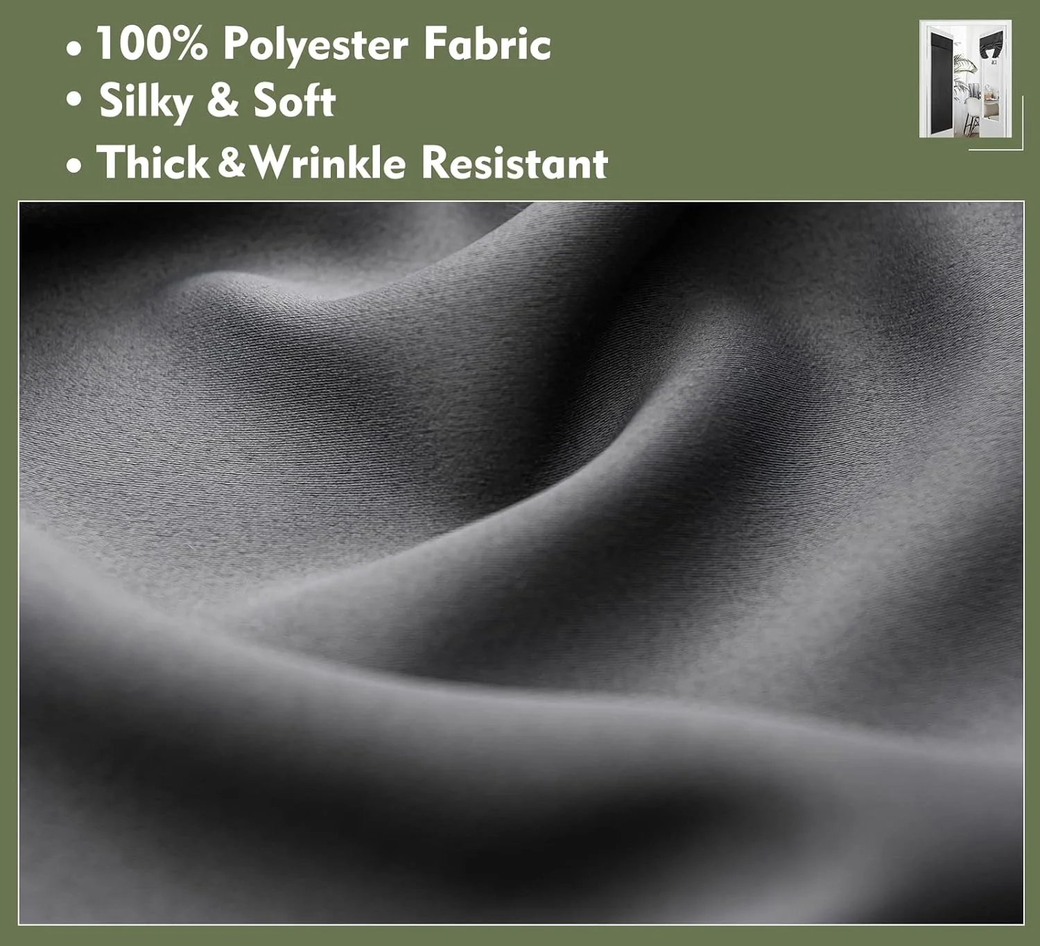 پرده درب فرانسوی PI Blackout، پرده پنجره درب عایق حرارتی حریم خصوصی برای درب شیشه ای/درب ورودی/درب کشویی/درب پاسیو 1 عدد (عرض 66 در طول 173 سانتی متر، خاکستری تیره)