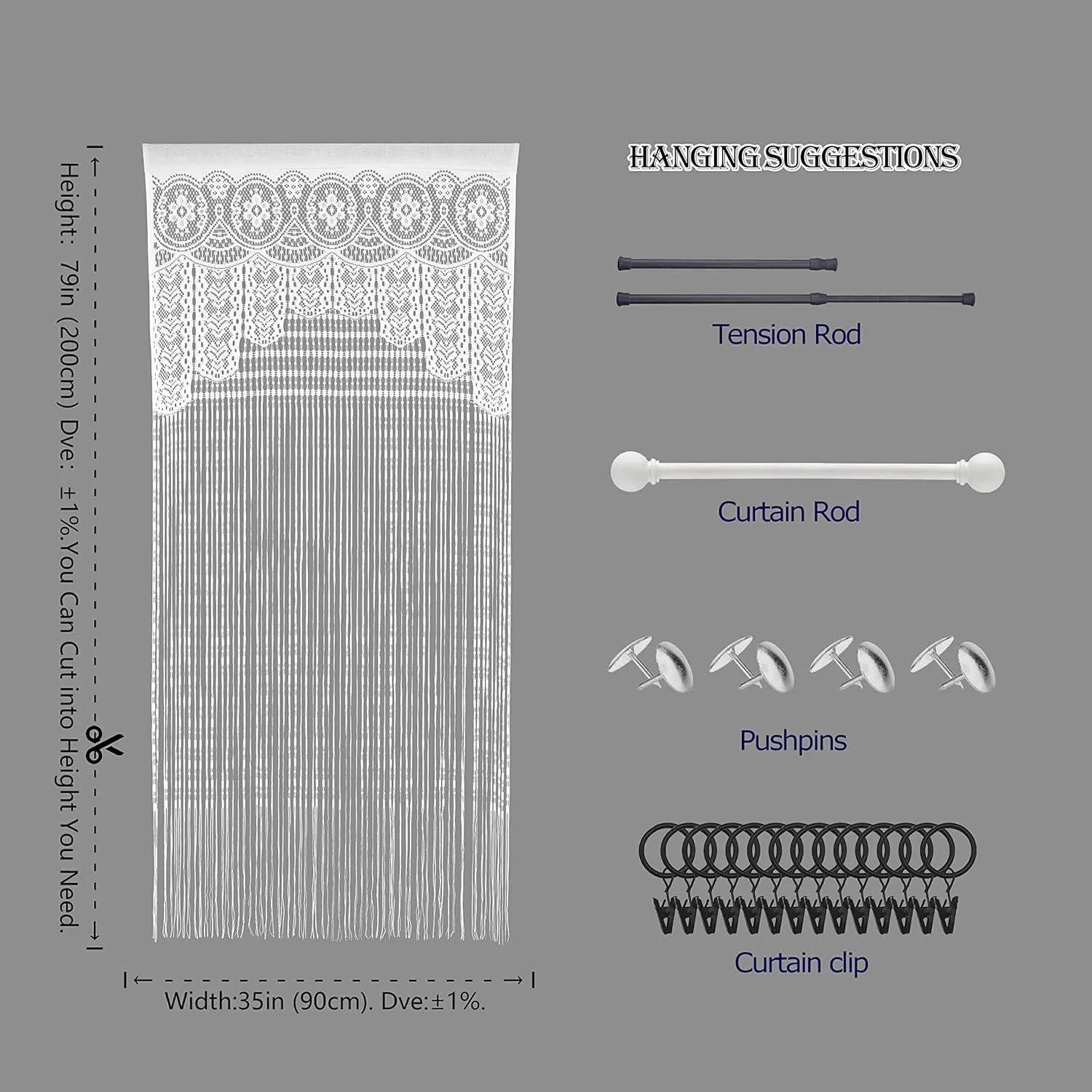 پرده نخی توری مکرومه YaoYue برای درب ورودی، تقسیم کننده اتاق، پانل پنجره هیپی، تقسیم کننده اتاق، پرده کمد دیواری برای دکوراسیون اتاق خواب، پرده (90×200 سانتی متر، سفید) پرده نخی توری مکرومه YaoYue برای درب ورودی، تقسیم کننده اتاق، پانل پنجره هیپی، تقسیم کننده اتاق، پرده کمد دیواری برای دکوراسیون اتاق خواب، پرده (90×200 سانتی متر، سفید)