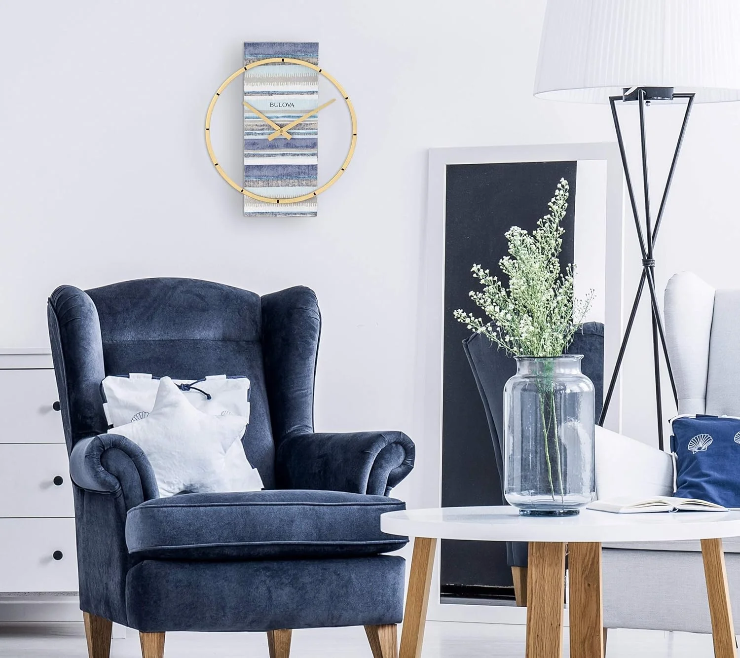 ساعت دیواری بولوا Nantucket، روکش طلایی و آبی ساعت دیواری بولوا Nantucket، روکش طلایی و آبی