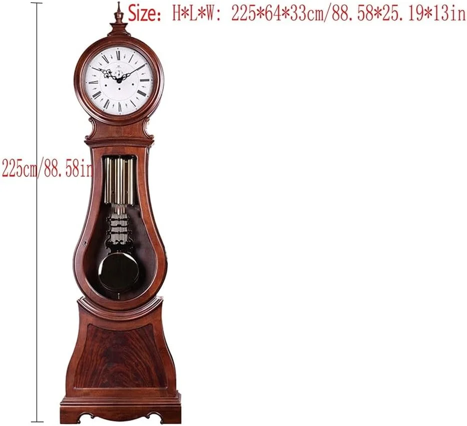 ساعت ایستاده Hhmmei2024-23 با قاب چوبی، ساعت مدرن به رنگ قهوه ای مایل به قرمز، ساعت دکوری منزل
