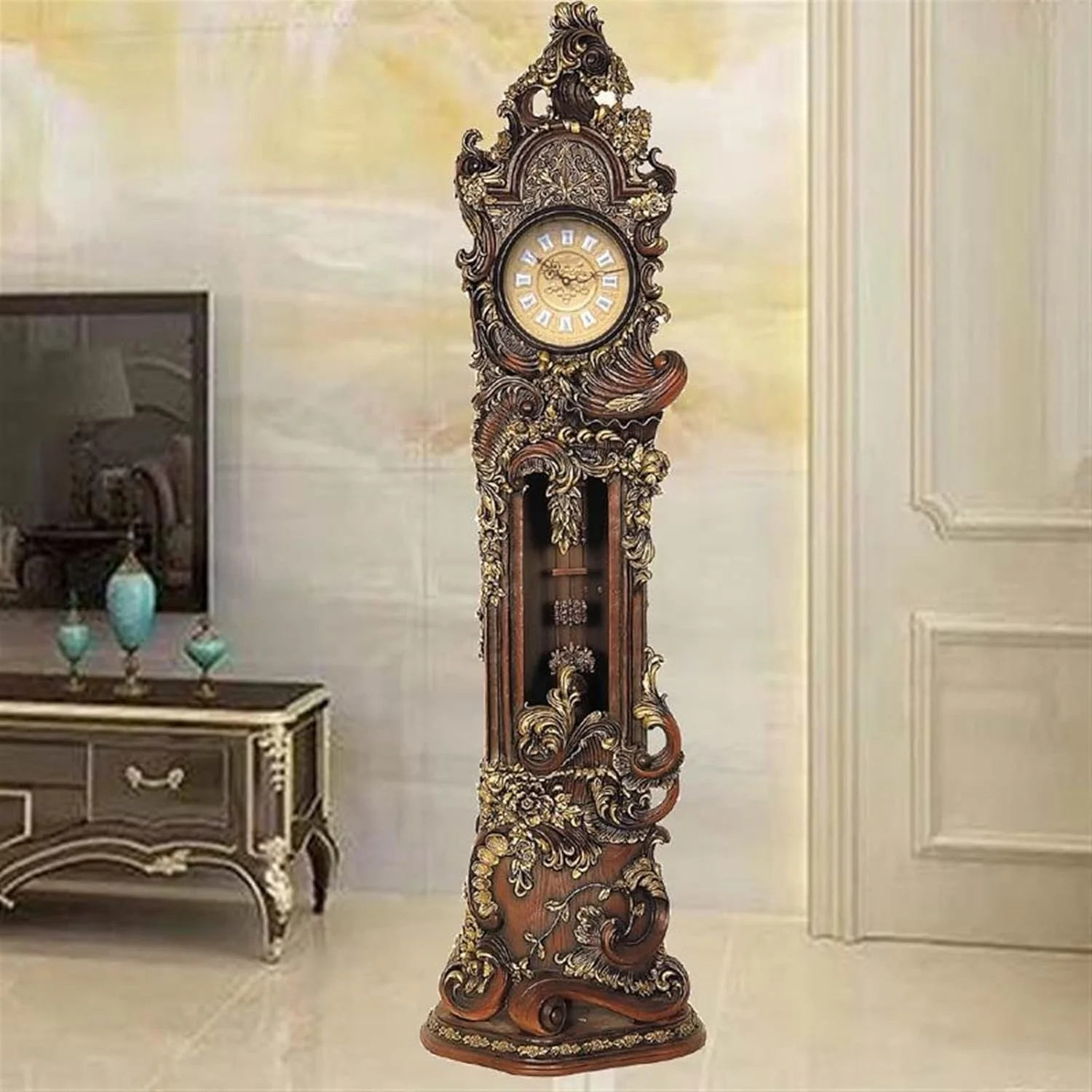 ساعت ایستاده Hhmmei2024-23، ساعت رزینی دست ساز، با زنگ در، دکوراسیون منزل، دکوراسیون خانه