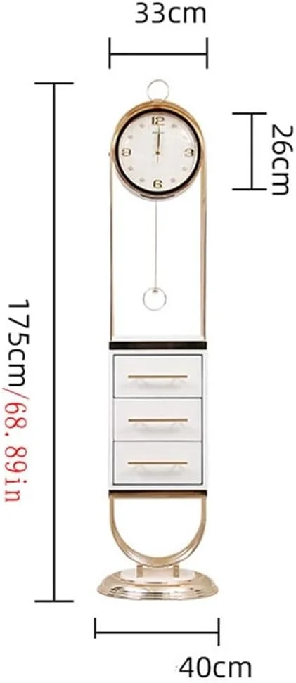 ساعت ایستاده Hhmmei2024-23 سه کشو، مدرن آمریکایی، بی صدا، رترو، زنگ عمودی، قفسه شراب، دکور خانه