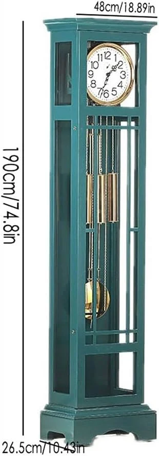 ساعت پدربزرگ Lijiaxiuyc-101، ساعت ایستاده چوبی سبز، ساعت پدربزرگ رترو، ساعت ایستاده زمینی، ساعت ایستاده کوچک اتاق نشیمن، ساعت رترو خانگی، ساعت سالن
