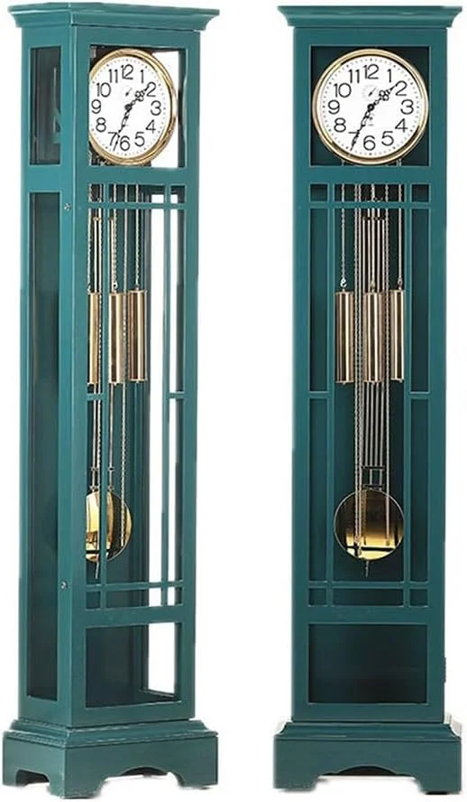 ساعت پدربزرگ Lijiaxiuyc-101، ساعت ایستاده چوبی سبز، ساعت پدربزرگ رترو، ساعت ایستاده زمینی، ساعت ایستاده کوچک اتاق نشیمن، ساعت رترو خانگی، ساعت سالن