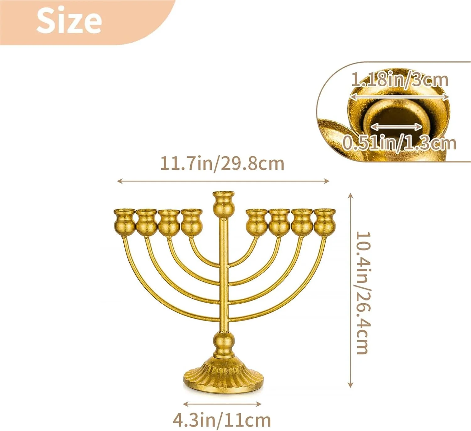 منورا هانوکا 9 شاخه NUPTIO: شمعدان طلایی برای دکوراسیون منورا های هانوکا کریسمس برای تزئینات میز و پنجره