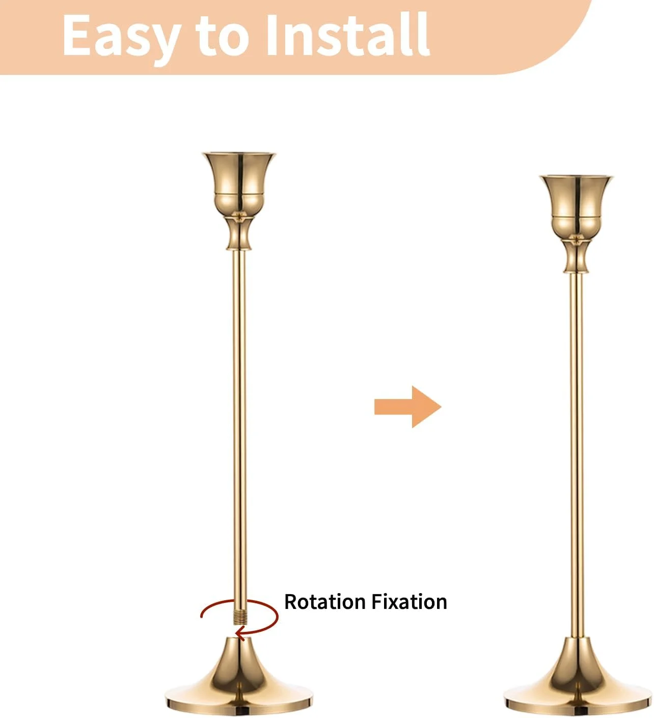 جاشمعی نوپتیو، جاشمعی شمعدان باریک 10 ست (30 عدد) جاشمعی فلزی طلایی برای شمعدان های مخروطی، تزیین میز برای شام عروسی با نور شمع، دکور تولد