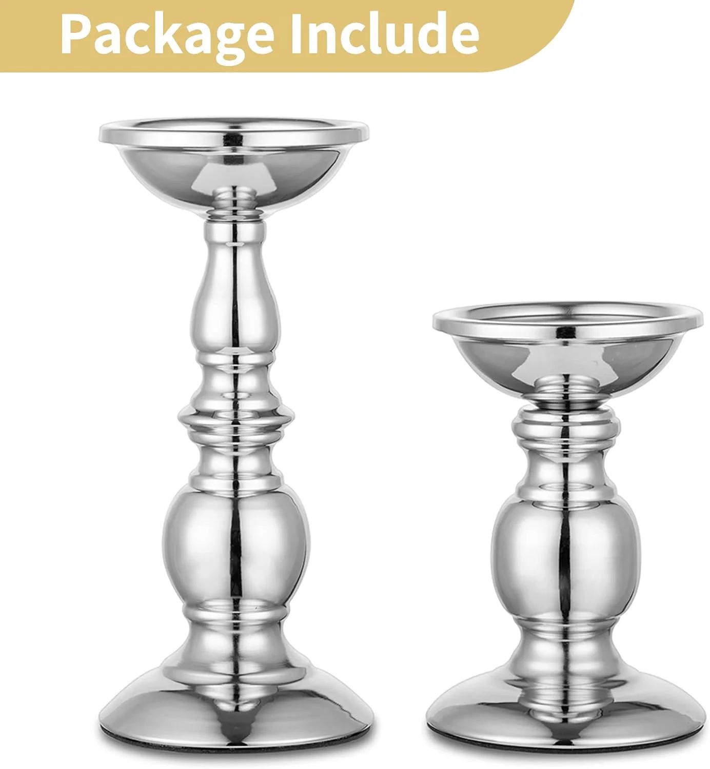 جاشمعی پایه دار Nuptio، جاشمعی فلزی ایده آل برای شمع های 3 اینچی، جاشمعی نقره ای برای اتاق نشیمن، باغ، اسپا، رایحه درمانی، مخروط های بخور، عروسی، مهمانی، 2 عدد