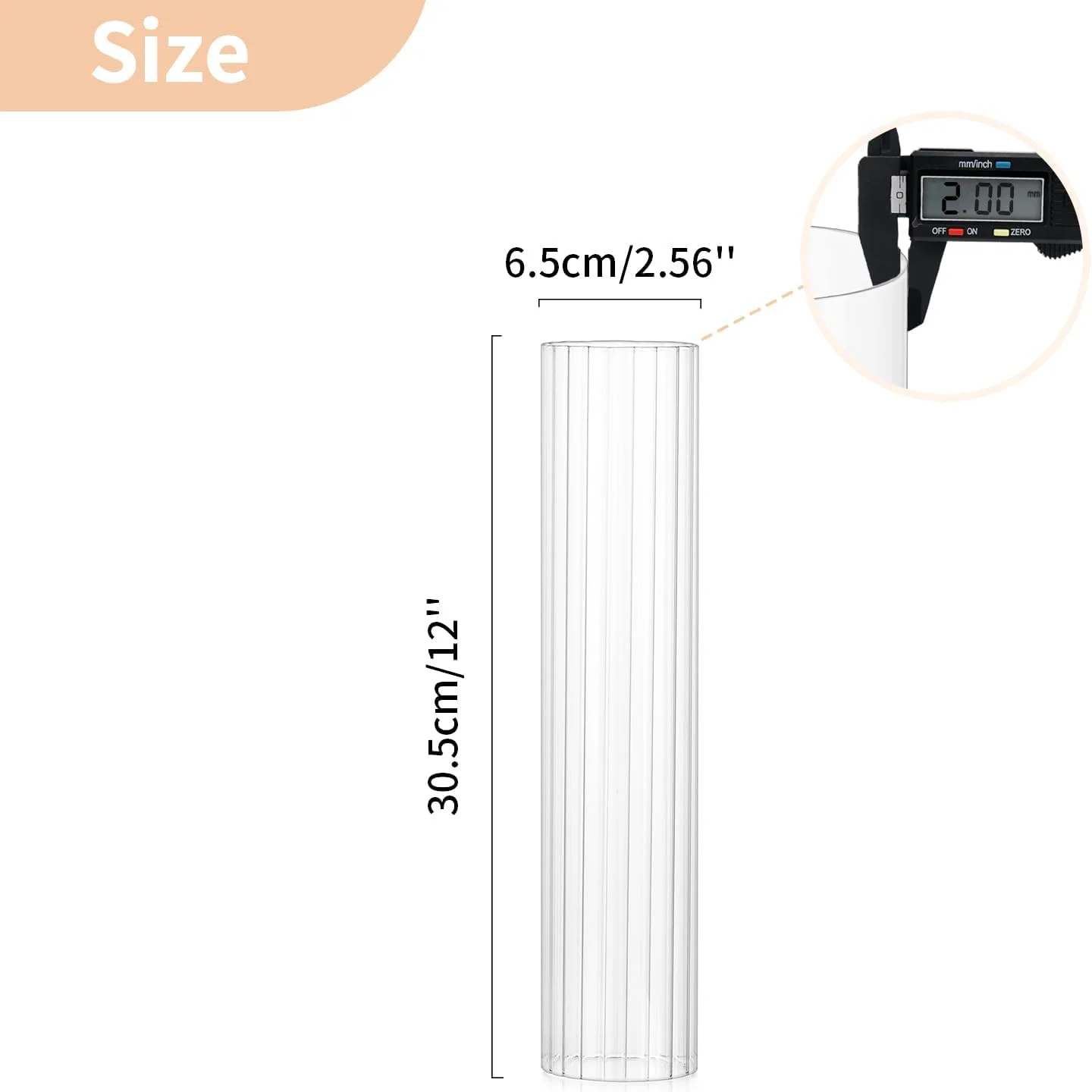 جاشمعی گردباد NUPTIO برای عروسی: سایه شیشه ای راه راه 2.5 x 12 اینچ برای شمعدان - پوشش شمع استوانه ای بدون ته تزئینی عمده برای تزیین میز فضای باز