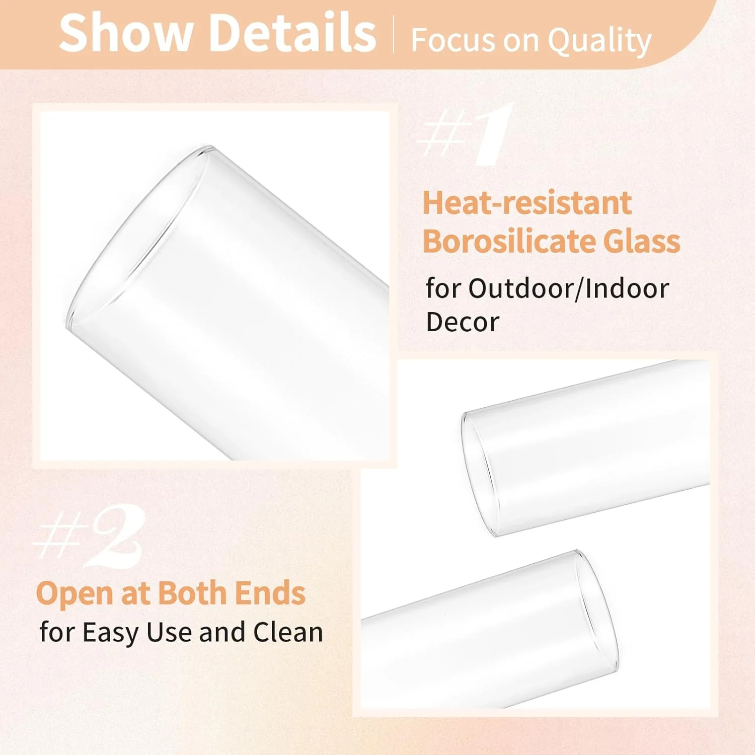 جاشمعی گردباد NUPTIO برای عروسی: سایه شیشه ای راه راه 2.5 x 12 اینچ برای شمعدان - پوشش شمع استوانه ای بدون ته تزئینی عمده برای تزیین میز فضای باز