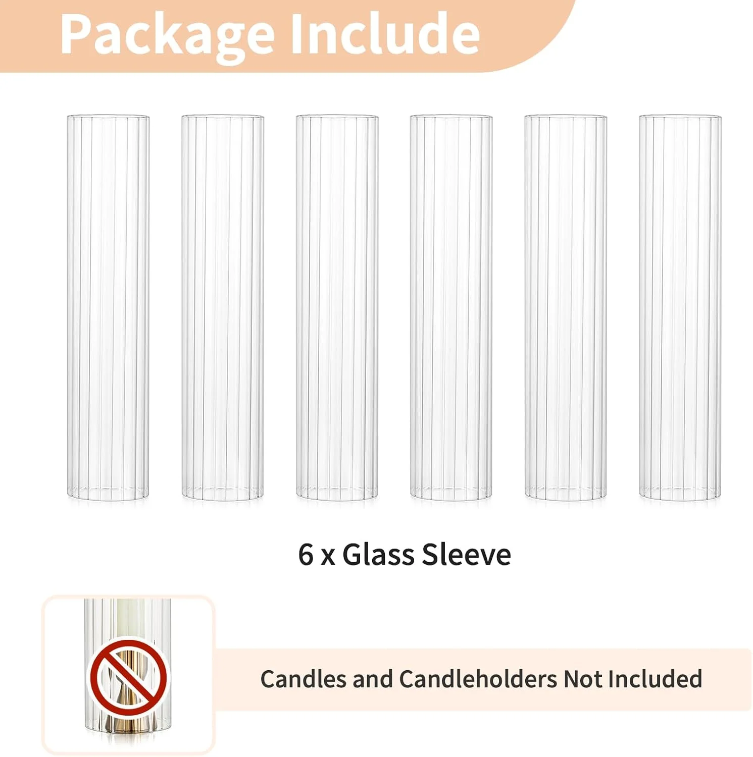 جاشمعی گردباد NUPTIO برای عروسی: سایه شیشه ای راه راه 2.5 x 12 اینچ برای شمعدان - پوشش شمع استوانه ای بدون ته تزئینی عمده برای تزیین میز فضای باز