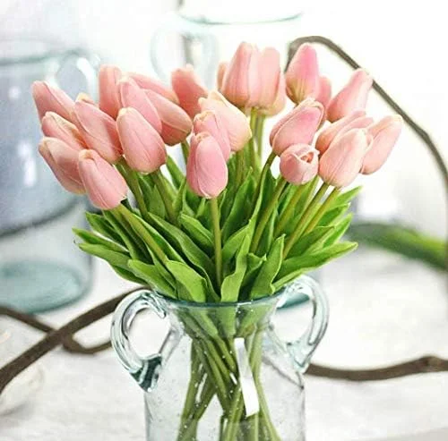 10 عدد گل لاله مصنوعی مینیاتوری (صورتی)