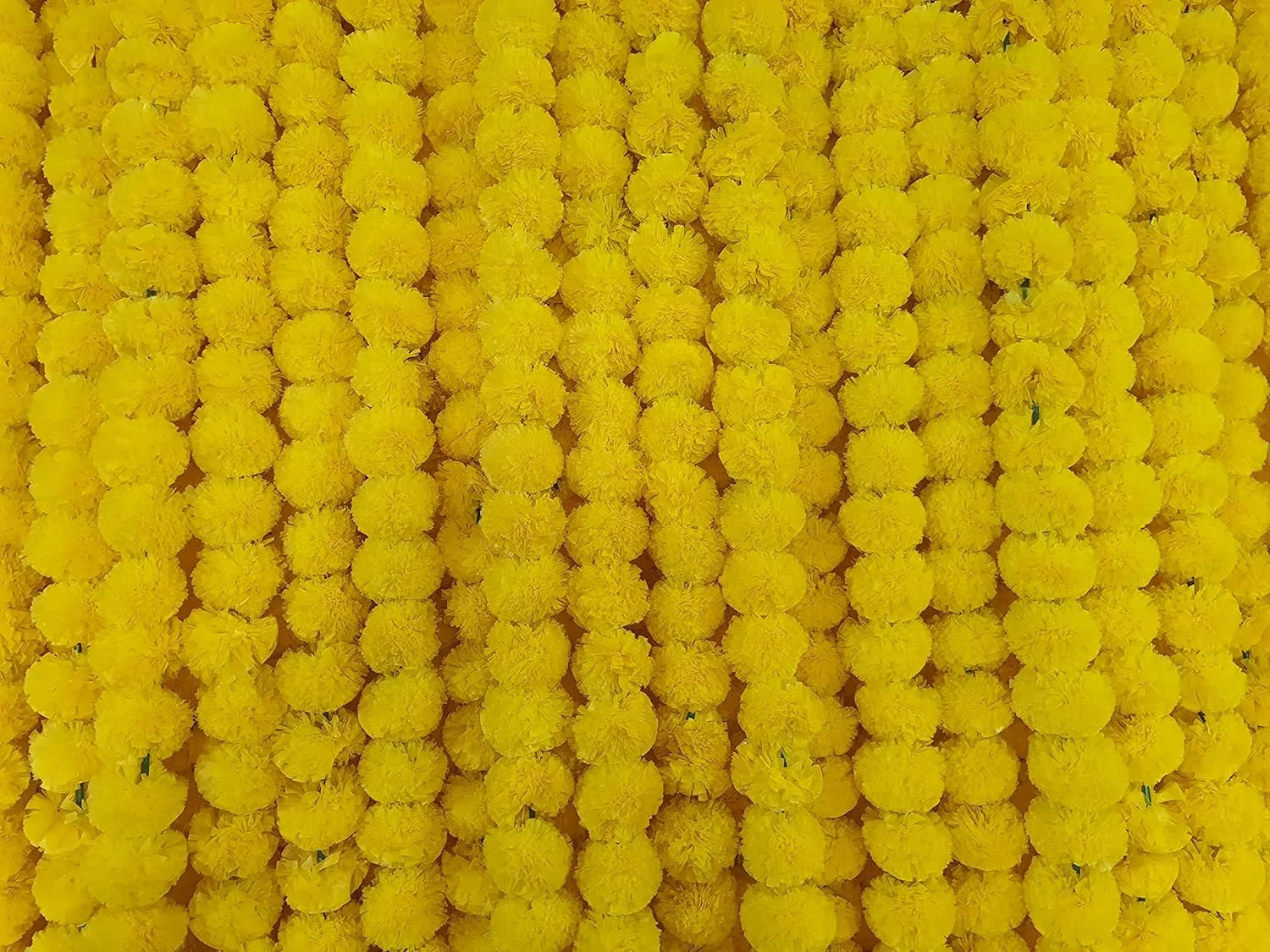 دسته گل گل همیشه بهار مصنوعی زرد 5 فوتی DECORATION CRAFT برای مهمانی ها، عروسی، دیوالی، مهندی، پوجا، جشنواره و دکوراسیون تم سنتی هندی، دکوراسیون منزل، پس زمینه های عکاسی، DIY