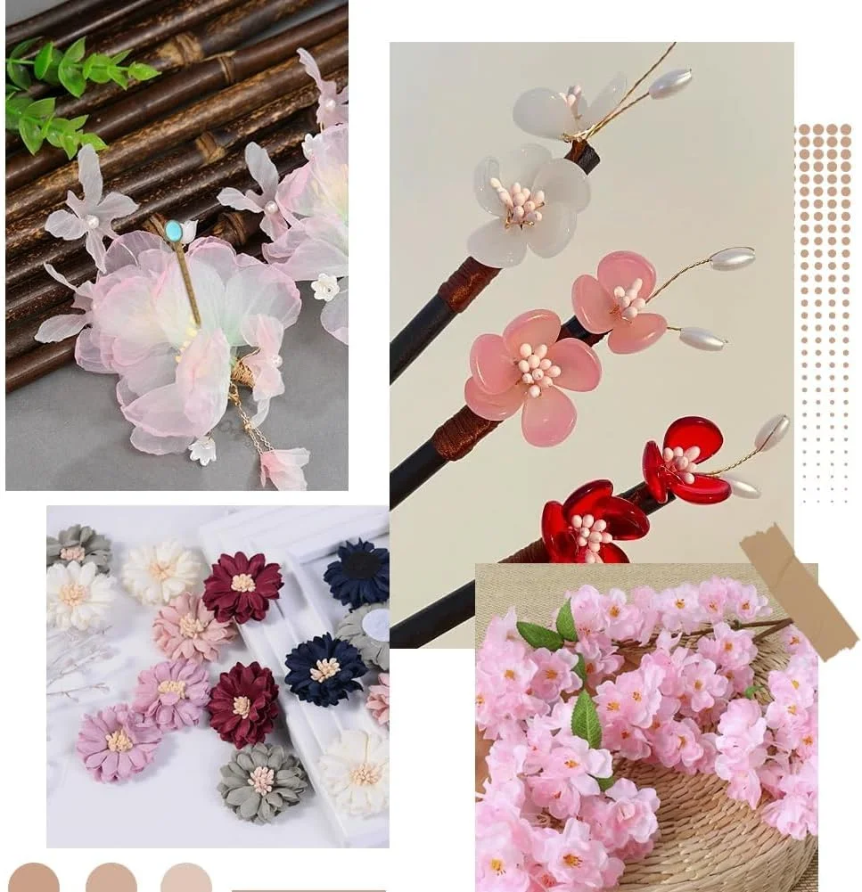 1600 عدد پرچم گل مصنوعی دو سر مرواریدی سفید شیری 2 میلی متری برای کاردستی، اسکرپ بوک DIY، تزئینات کریسمس، قطعات گل مینیاتوری برای دسته گل های دست ساز و آرایش گل