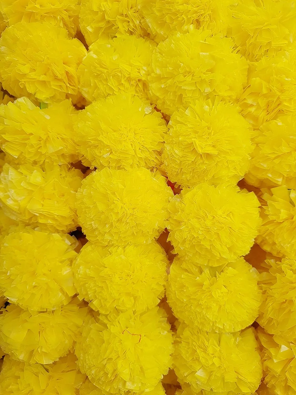 دسته گل گل همیشه بهار مصنوعی زرد 5 فوتی DECORATION CRAFT برای مهمانی ها، عروسی، دیوالی، مهندی، پوجا، جشنواره و دکوراسیون تم سنتی هندی، دکوراسیون منزل، پس زمینه های عکاسی، DIY