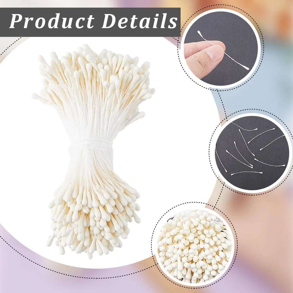 1600 عدد پرچم گل مصنوعی دو سر مرواریدی سفید شیری 2 میلی متری برای کاردستی، اسکرپ بوک DIY، تزئینات کریسمس، قطعات گل مینیاتوری برای دسته گل های دست ساز و آرایش گل