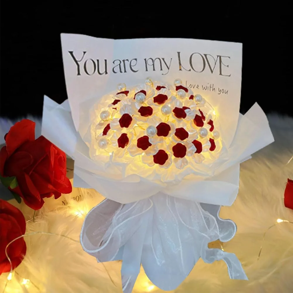 دسته گل رز مصنوعی Goodern با چراغ های LED، بسته DIY 33 گل رز شبیه سازی شده، دسته گل مرواریدی رز مصنوعی، هدیه صنایع دستی برای همسر مادر دوست دختر در روز ولنتاین، تولد، سالگرد - قرمز دسته گل رز مصنوعی Goodern با چراغ های LED، بسته DIY 33 گل رز شبیه سازی شده، دسته گل مرواریدی رز مصنوعی، هدیه صنایع دستی برای همسر مادر دوست دختر در روز ولنتاین، تولد، سالگرد - قرمز