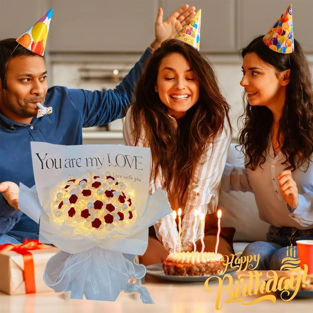 دسته گل رز مصنوعی Goodern با چراغ های LED، بسته DIY 33 گل رز شبیه سازی شده، دسته گل مرواریدی رز مصنوعی، هدیه صنایع دستی برای همسر مادر دوست دختر در روز ولنتاین، تولد، سالگرد - قرمز دسته گل رز مصنوعی Goodern با چراغ های LED، بسته DIY 33 گل رز شبیه سازی شده، دسته گل مرواریدی رز مصنوعی، هدیه صنایع دستی برای همسر مادر دوست دختر در روز ولنتاین، تولد، سالگرد - قرمز