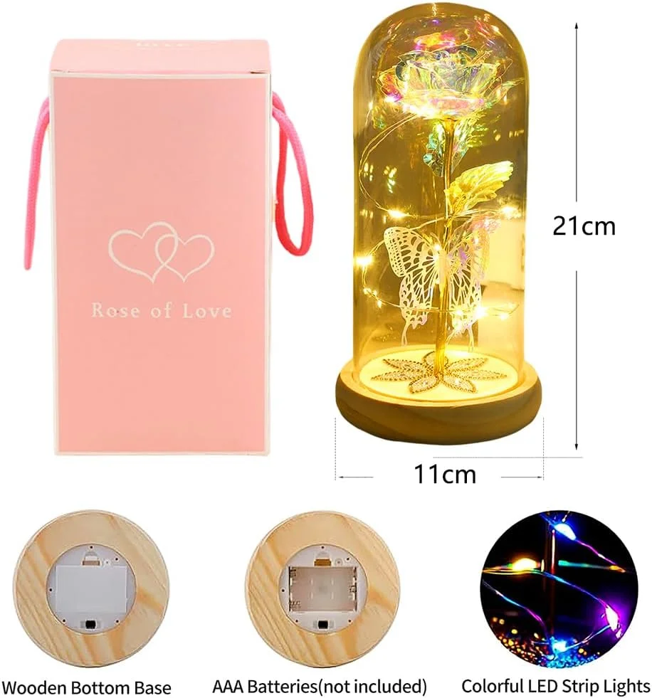 گل رز مصنوعی رنگارنگ گودرن، گل رز ابدی با نور LED در گنبد شیشه ای، گل کریستالی رز کهکشانی برای زنان، همسر، روز ولنتاین، روز مادر، تولد، دکوراسیون جشن عروسی - سفید گل رز مصنوعی رنگارنگ گودرن، گل رز ابدی با نور LED در گنبد شیشه ای، گل کریستالی رز کهکشانی برای زنان، همسر، روز ولنتاین، روز مادر، تولد، دکوراسیون جشن عروسی - سفید