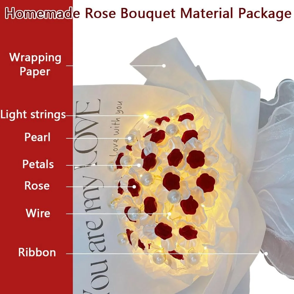 دسته گل رز مصنوعی Goodern با چراغ های LED، بسته DIY 33 گل رز شبیه سازی شده، دسته گل مرواریدی رز مصنوعی، هدیه صنایع دستی برای همسر مادر دوست دختر در روز ولنتاین، تولد، سالگرد - قرمز دسته گل رز مصنوعی Goodern با چراغ های LED، بسته DIY 33 گل رز شبیه سازی شده، دسته گل مرواریدی رز مصنوعی، هدیه صنایع دستی برای همسر مادر دوست دختر در روز ولنتاین، تولد، سالگرد - قرمز