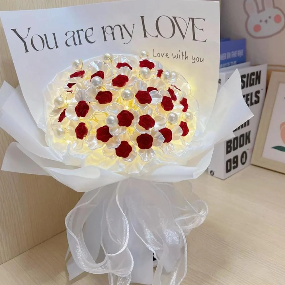 دسته گل رز مصنوعی Goodern با چراغ های LED، بسته DIY 33 گل رز شبیه سازی شده، دسته گل مرواریدی رز مصنوعی، هدیه صنایع دستی برای همسر مادر دوست دختر در روز ولنتاین، تولد، سالگرد - قرمز دسته گل رز مصنوعی Goodern با چراغ های LED، بسته DIY 33 گل رز شبیه سازی شده، دسته گل مرواریدی رز مصنوعی، هدیه صنایع دستی برای همسر مادر دوست دختر در روز ولنتاین، تولد، سالگرد - قرمز