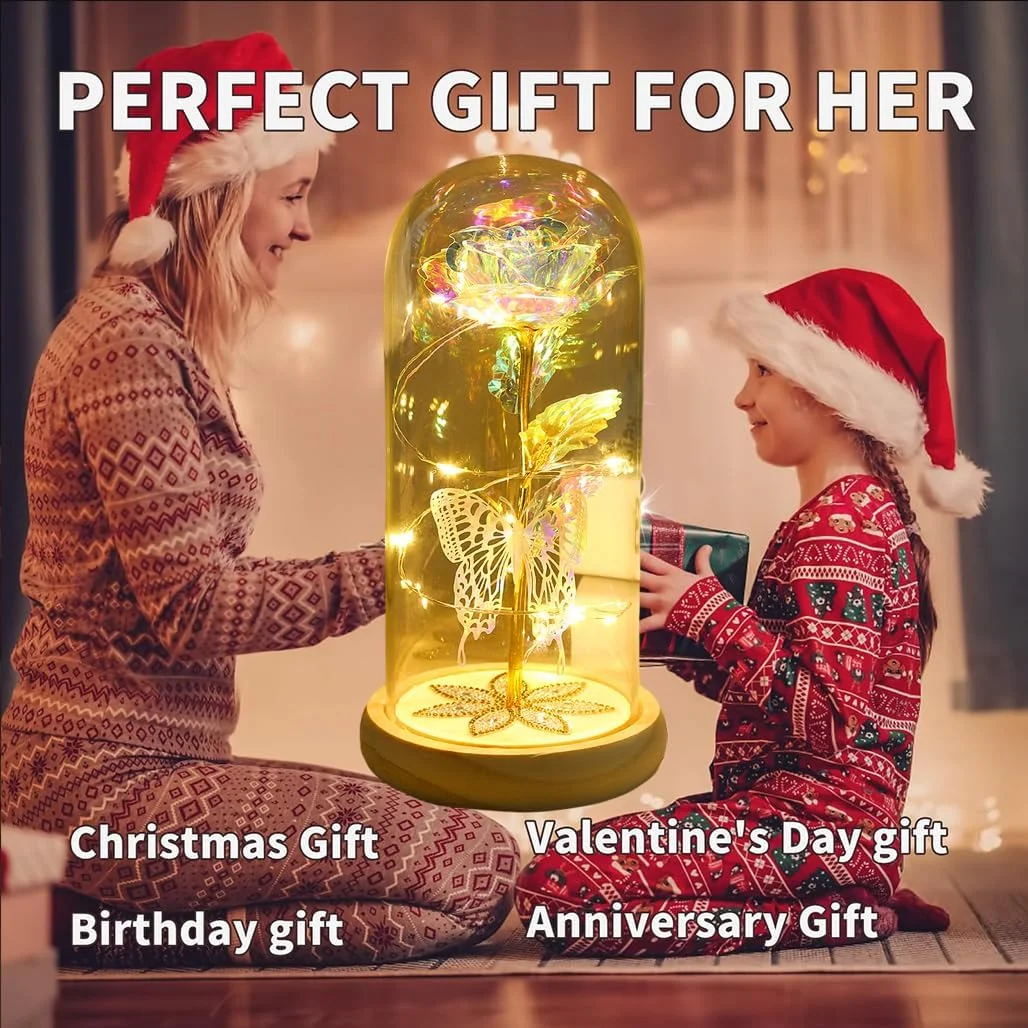 گل رز مصنوعی رنگارنگ گودرن، گل رز ابدی با نور LED در گنبد شیشه ای، گل کریستالی رز کهکشانی برای زنان، همسر، روز ولنتاین، روز مادر، تولد، دکوراسیون جشن عروسی - سفید گل رز مصنوعی رنگارنگ گودرن، گل رز ابدی با نور LED در گنبد شیشه ای، گل کریستالی رز کهکشانی برای زنان، همسر، روز ولنتاین، روز مادر، تولد، دکوراسیون جشن عروسی - سفید