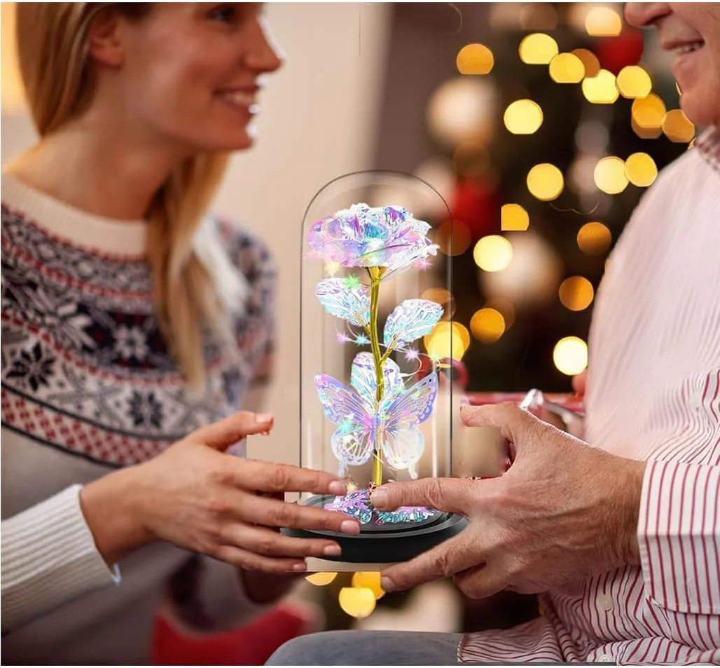 گل رز مصنوعی رنگارنگ گودرن، گل رز ابدی با نور LED در گنبد شیشه ای، گل کریستالی رز کهکشانی برای زنان، همسر، روز ولنتاین، روز مادر، تولد، دکوراسیون جشن عروسی - سفید گل رز مصنوعی رنگارنگ گودرن، گل رز ابدی با نور LED در گنبد شیشه ای، گل کریستالی رز کهکشانی برای زنان، همسر، روز ولنتاین، روز مادر، تولد، دکوراسیون جشن عروسی - سفید