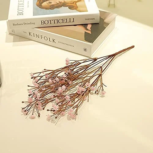 OFRANK 6 شاخه گل مصنوعی نفس کودک، دسته گل گیاه ژیپسوفیلا تقلبی برای تزئینات عروسی و خانه DIY (صورتی، 35 سانتی متر)