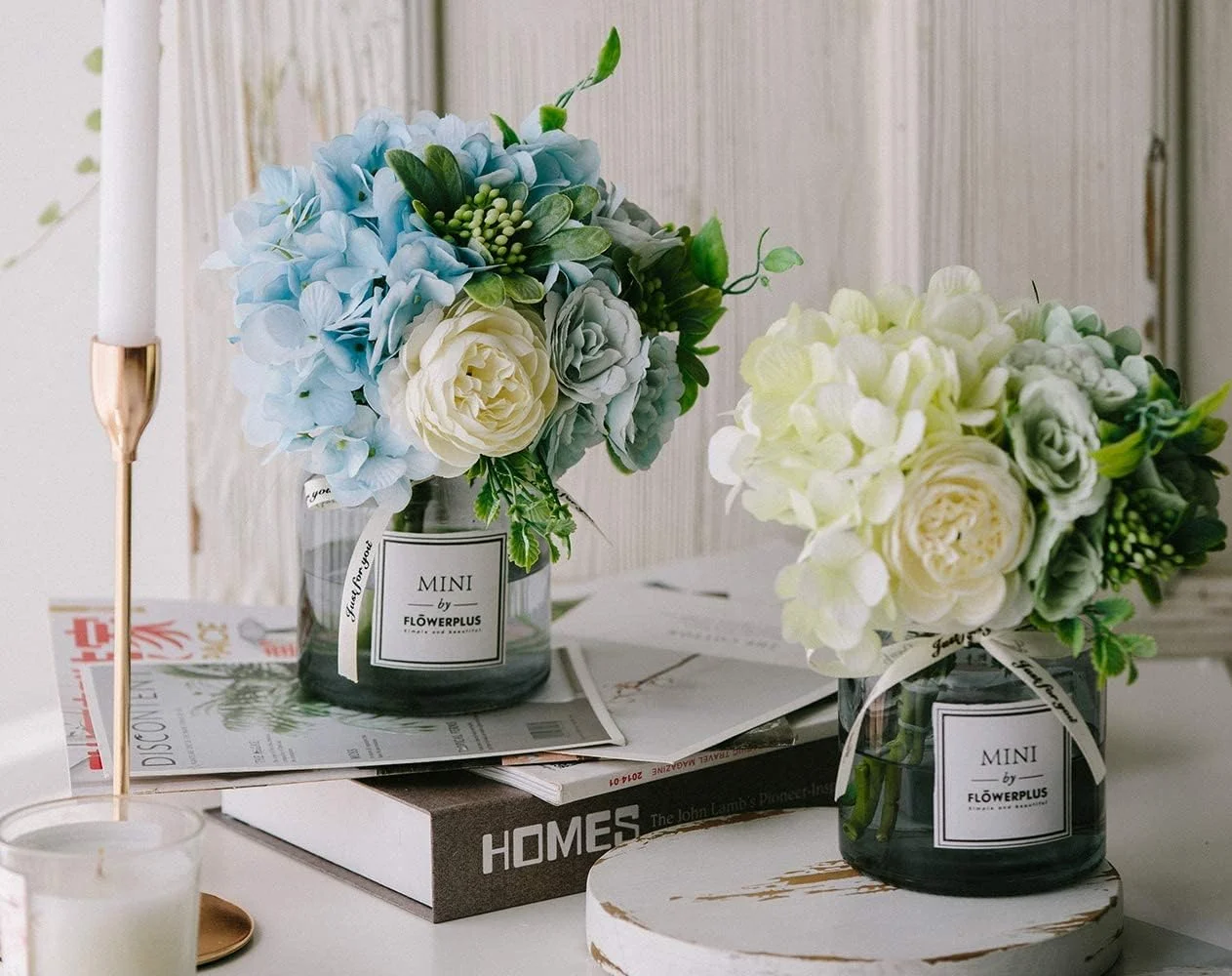 گل های مصنوعی SYOSI با گلدان، دسته گل رز مصنوعی برای تزئین میز، گل مصنوعی هورتانسیا برای تزئین میز اتاق نشیمن، اتاق خواب، مهمانی عروسی (سفید) گل های مصنوعی SYOSI با گلدان، دسته گل رز مصنوعی برای تزئین میز، گل مصنوعی هورتانسیا برای تزئین میز اتاق نشیمن، اتاق خواب، مهمانی عروسی (سفید)