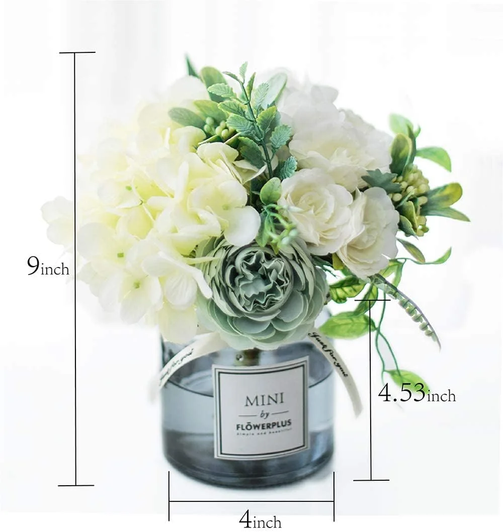 گل های مصنوعی SYOSI با گلدان، دسته گل رز مصنوعی برای تزئین میز، گل مصنوعی هورتانسیا برای تزئین میز اتاق نشیمن، اتاق خواب، مهمانی عروسی (سفید) گل های مصنوعی SYOSI با گلدان، دسته گل رز مصنوعی برای تزئین میز، گل مصنوعی هورتانسیا برای تزئین میز اتاق نشیمن، اتاق خواب، مهمانی عروسی (سفید)