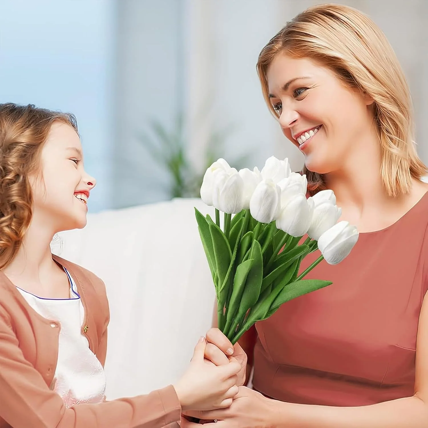 گل های مصنوعی YHOME، 20 عدد گل لاله مصنوعی سفید، گل های لاله مصنوعی برای تزئینات اتاق غذاخوری منزل، مهمانی عروسی، دفتر کار، دسته گل های گل مصنوعی با لمس واقعی