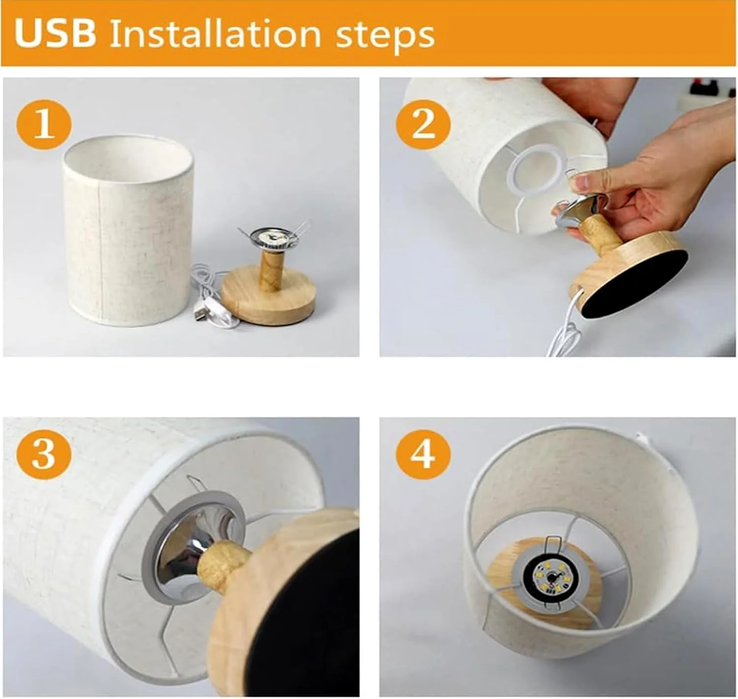 چراغ خواب کنار تختی AnnuoYi، چراغ کوچک تزئینی اتاق خواب، چراغ چوبی با آباژور پارچه ای، چراغ مطالعه رومیزی مناسب برای اتاق، اتاق نشیمن، دفتر، خوابگاه