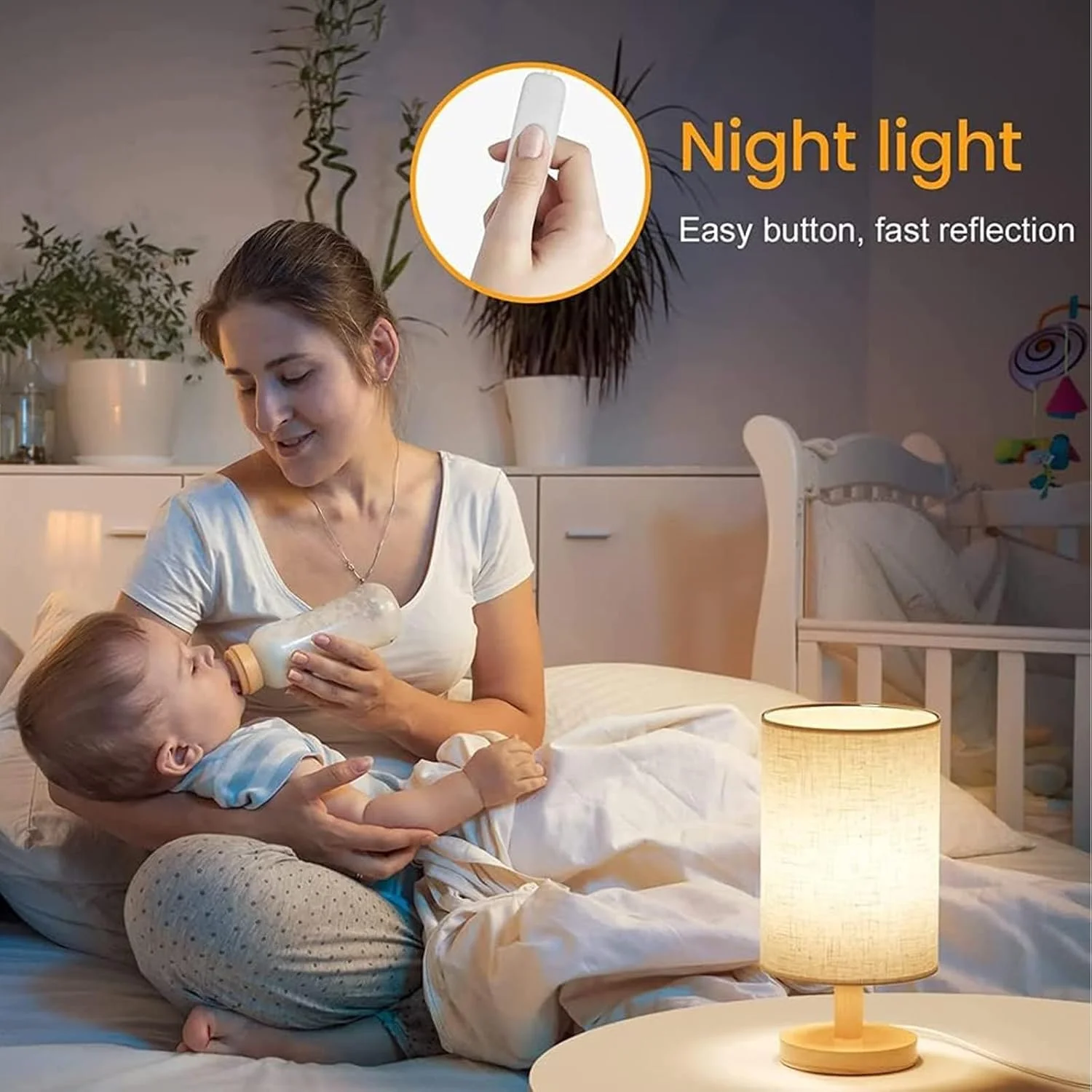 چراغ خواب کنار تختی AnnuoYi، چراغ کوچک تزئینی اتاق خواب، چراغ چوبی با آباژور پارچه ای، چراغ مطالعه رومیزی مناسب برای اتاق، اتاق نشیمن، دفتر، خوابگاه