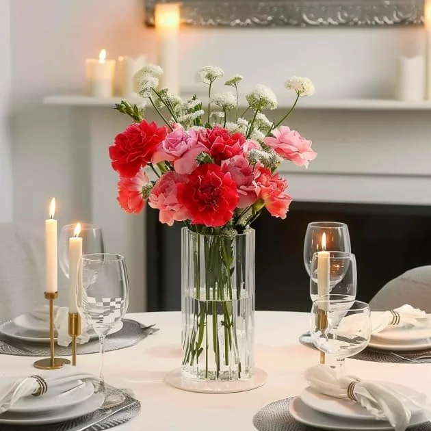 گلدان ComSaf 8 اینچی، گلدان شیشه ای کوچک شفاف برای تزئین میز، جا شمعی گرد تزئینی برای تزیینات میز عروسی، دکوراسیون منزل، مهمانی (1 عدد)
