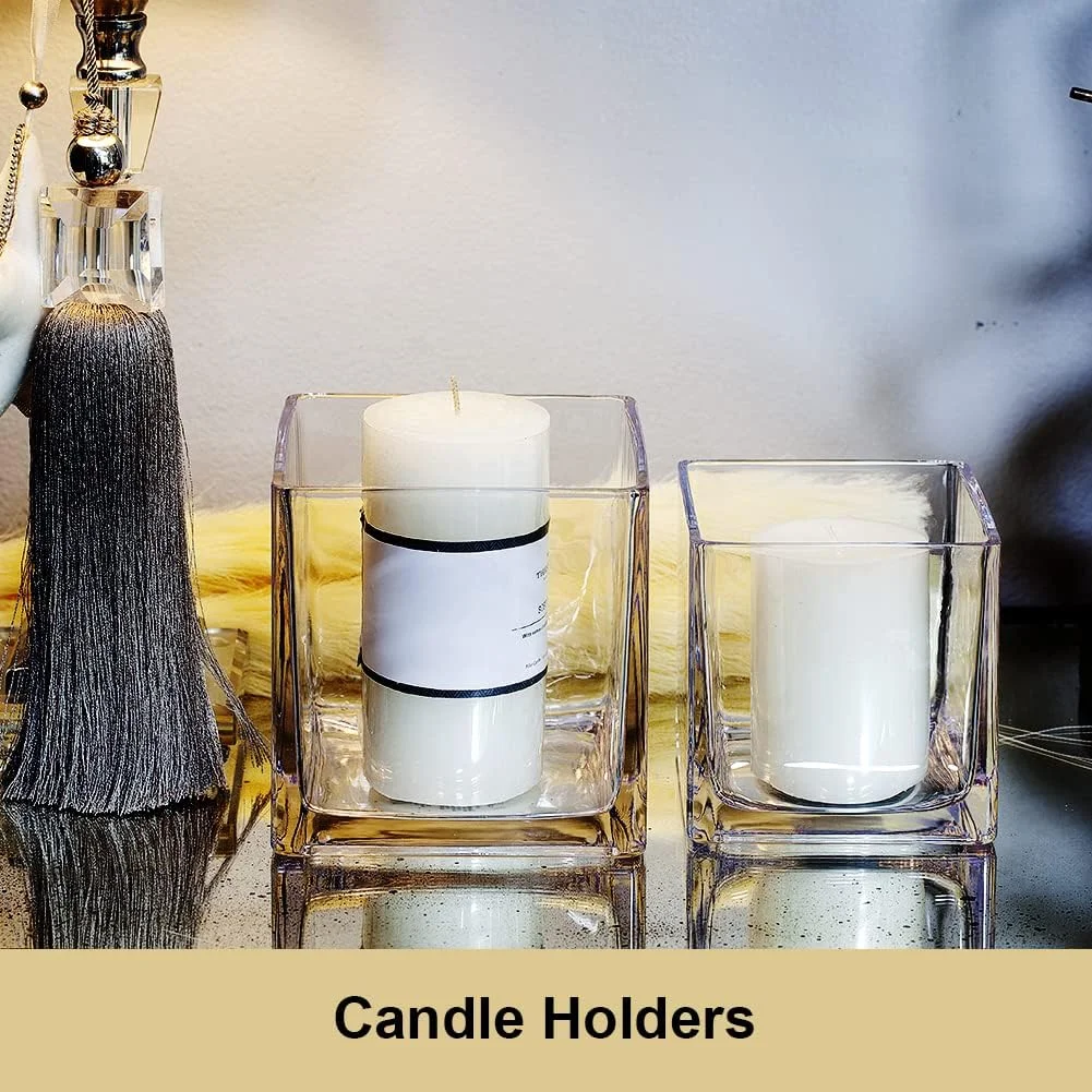 گلدان شیشه ای مکعبی ENOVA FLORAL، گلدان شیشه ای 6x6 اینچی برای کاشت گل، گلدان های شیشه ای مربعی شفاف، جاشمعی شناور، گلدان شیشه ای رومیزی برای تزیین میز عروسی، ست دکوراسیون منزل و دفتر کار، مجموعه 1 عددی