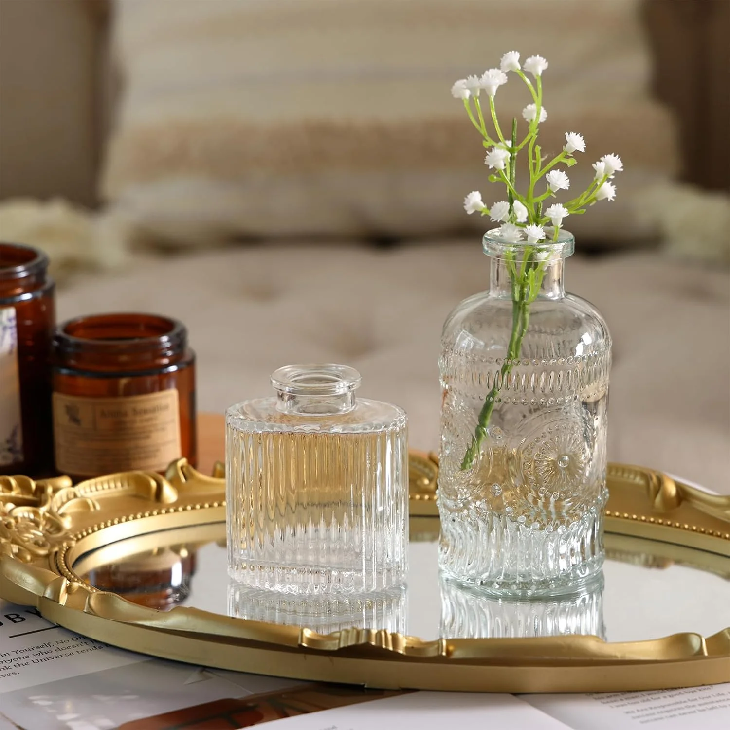 ست 5 عددی گلدان های کوچک Fixwal، گلدان کوچک برای گل، گلدان شیشه ای برای دکوراسیون منزل، تزئینات عروسی، گلدان های گل شفاف برای میزهای پذیرایی، گلدان قدیمی برای دکوراسیون منزل