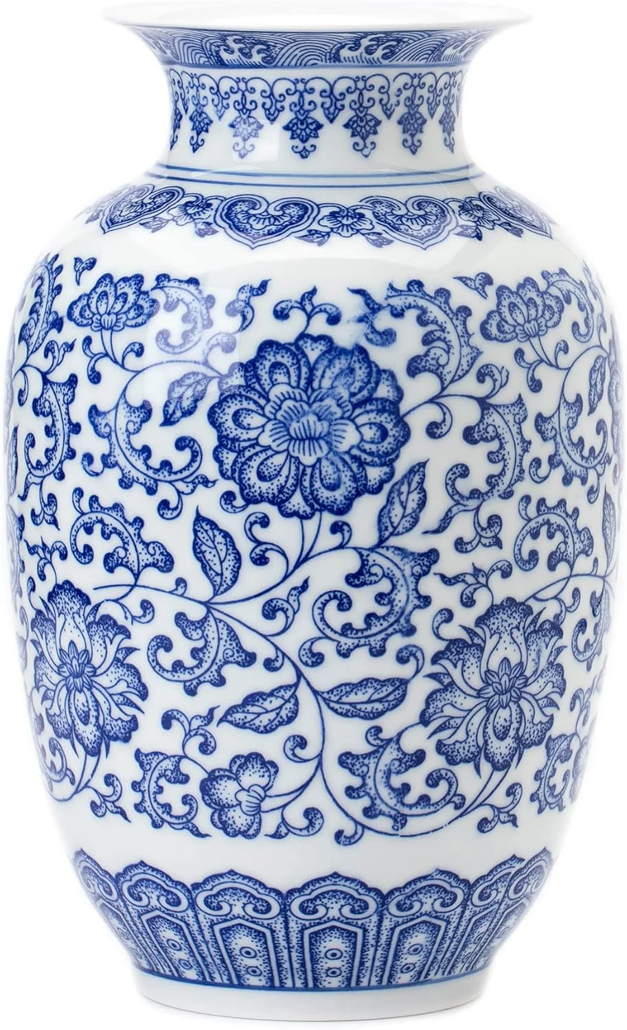 گلدان آبی و سفید GaLouRo، گلدان آبی، گلدان چینی، گلدان کوزه زنجبیلی آبی و سفید برای دکوراسیون منزل، دکور фарфоровый آبی و سفید، 9 اینچ