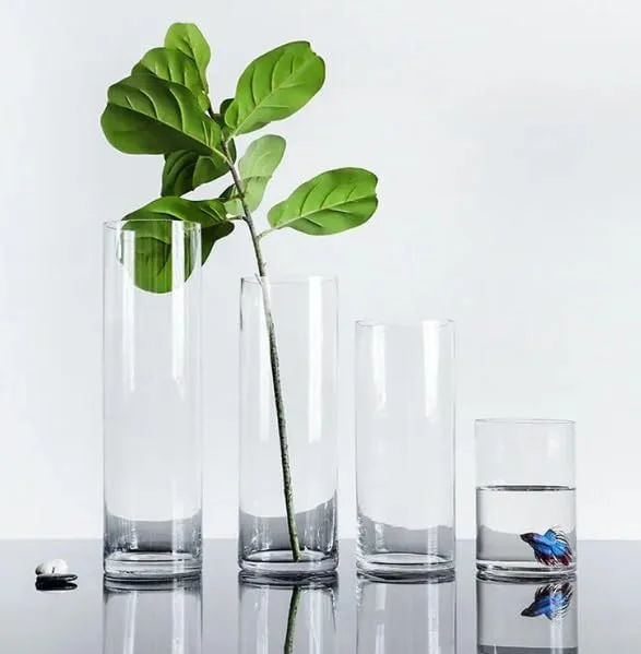 مجموعه 4 عددی گلدان استوانه ای شیشه ای Mado Gallery، جا شمعی و گلدان تزئینی برای منزل یا عروسی | مناسب برای شمع های شناور و استوانه ای