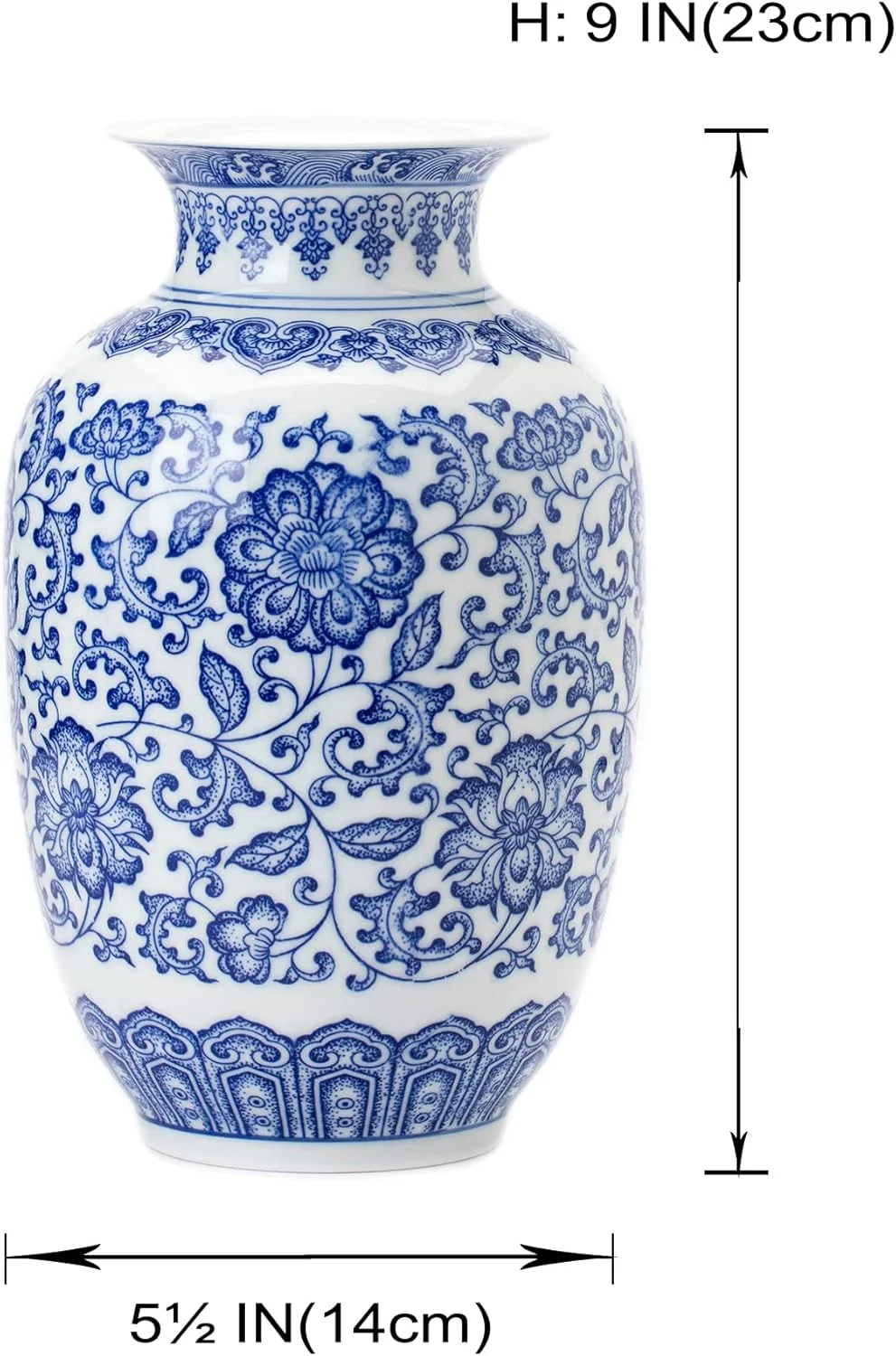 گلدان آبی و سفید GaLouRo، گلدان آبی، گلدان چینی، گلدان کوزه زنجبیلی آبی و سفید برای دکوراسیون منزل، دکور фарфоровый آبی و سفید، 9 اینچ