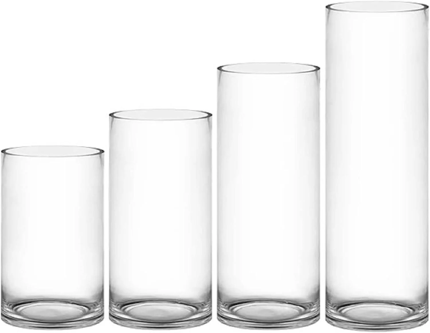 مجموعه 4 عددی گلدان شیشه ای استوانه ای Mado Gallery، گلدان های استوانه ای عمده، جا شمعی، تزیینات دکوری برای خانه یا عروسی