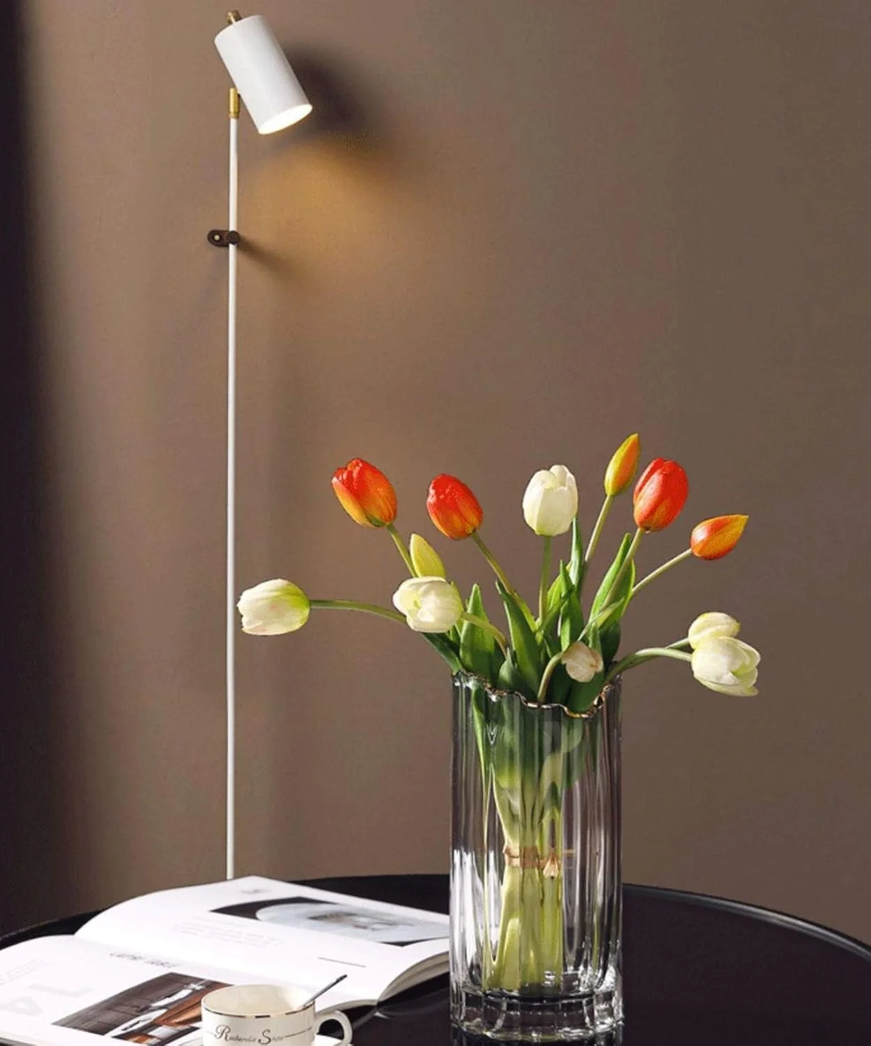 گلدان شیشه ای PEPAXON برای گل، گلدان خاکستری بزرگ استوانه ای سنگین، دکوراسیون منزل 12x30 سانتی متر